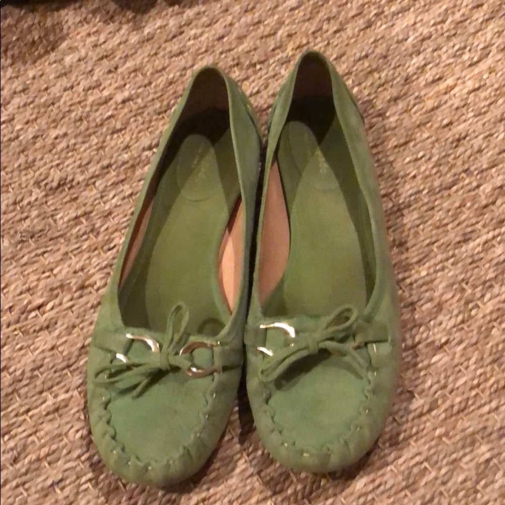 Lime green suede Kate Spade flats
